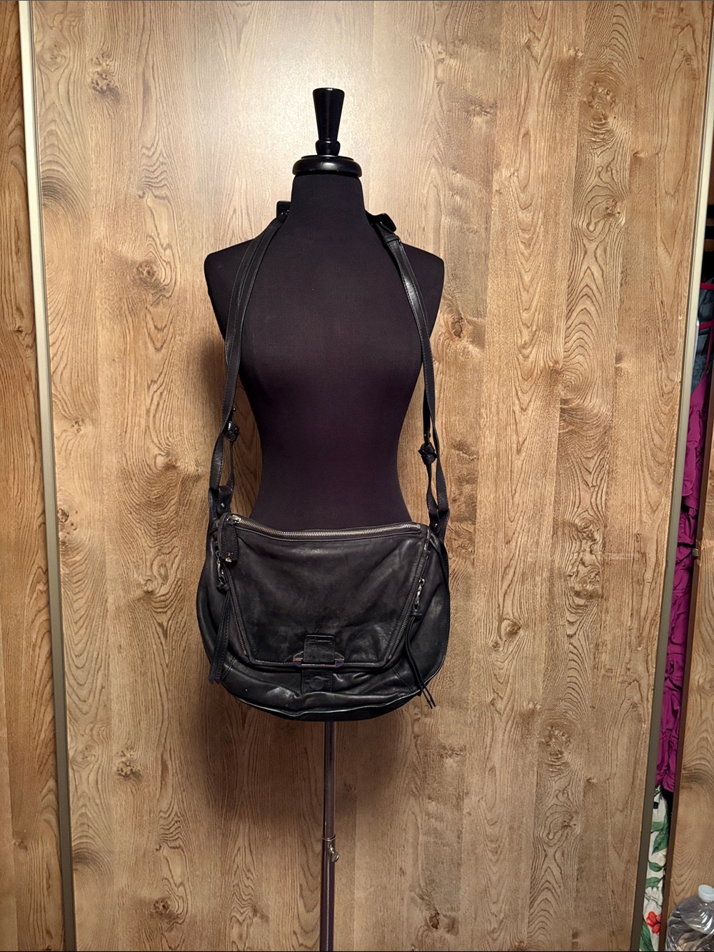 Black Leather Crossbody Shoulder Bag by KOOBA